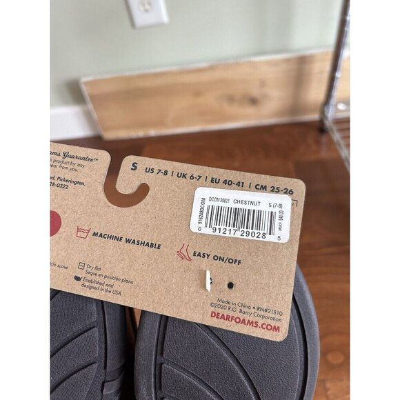 Dearfoams Men's Suede Chestnut Size S 7-8 NEW Moccasin Slipper Tie - Picture 5 of 5